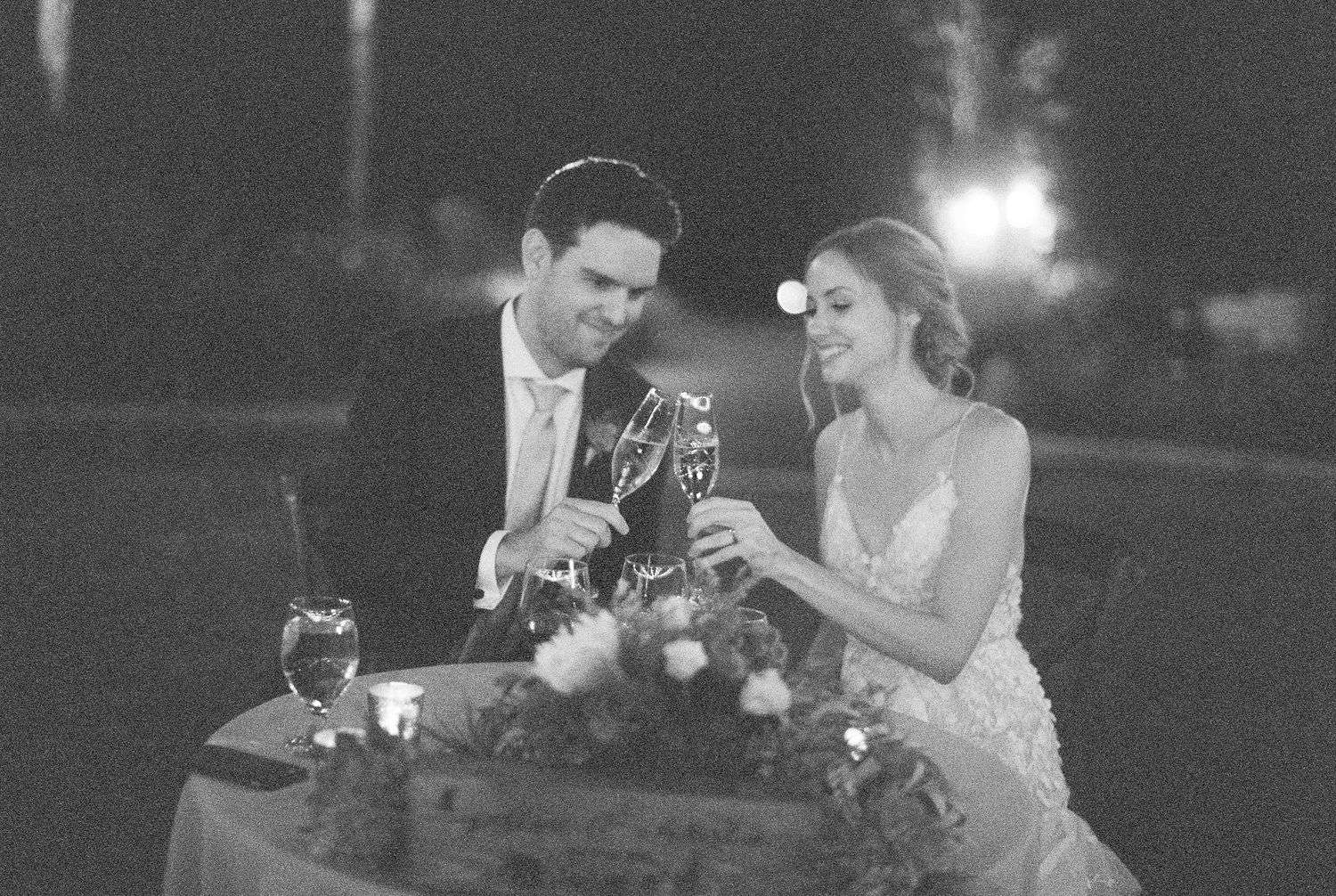 black and white film wedding photos